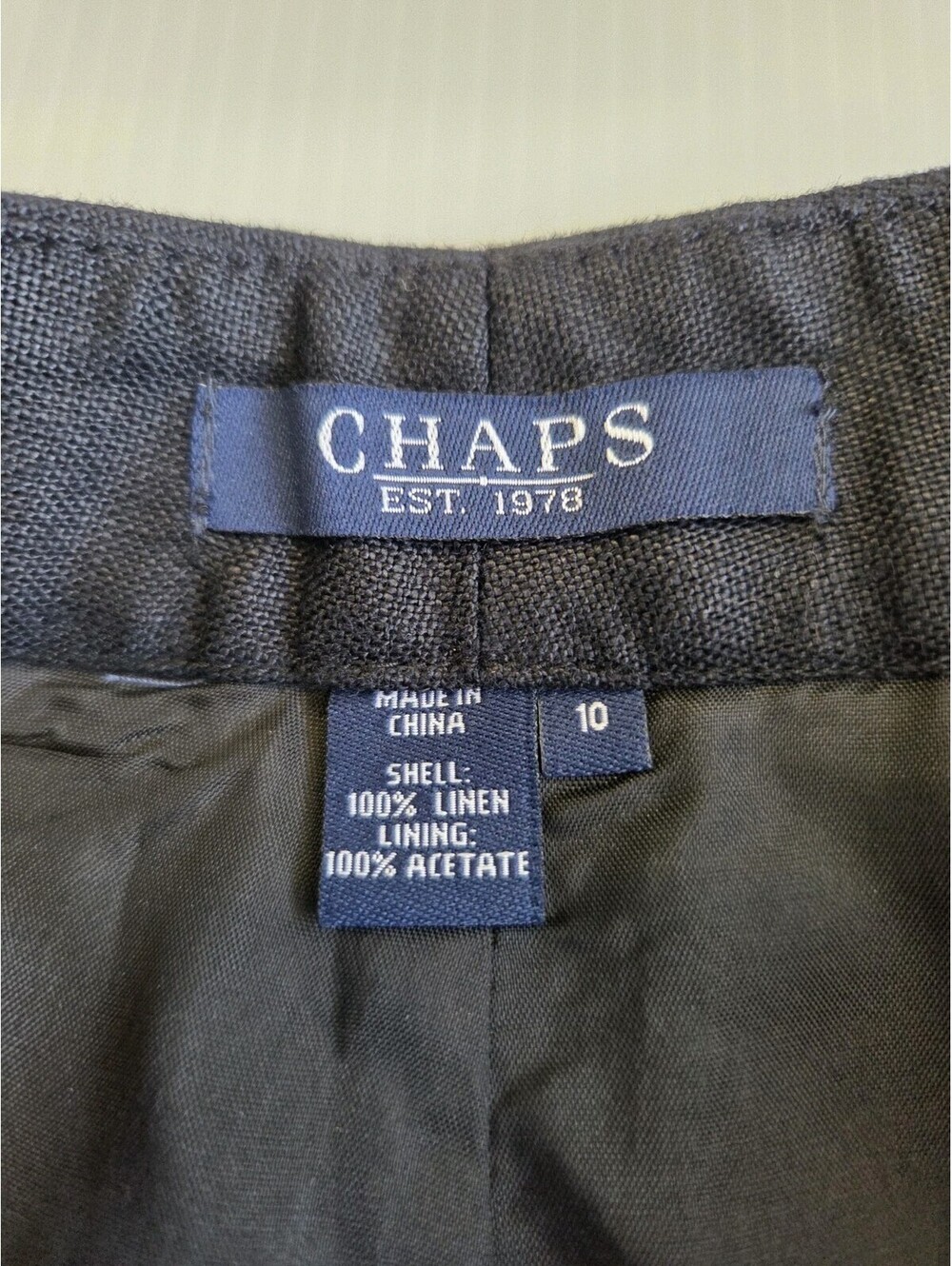 NWT Womens Chaps 100% Linen Lined Black Pants Size 10 - Picture 3 of 3